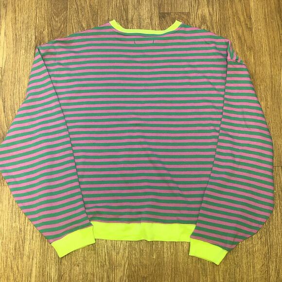 NWOT We the Free Free People Classic Striped Oversized Crewneck Pink Combo Small - Picture 8 of 13